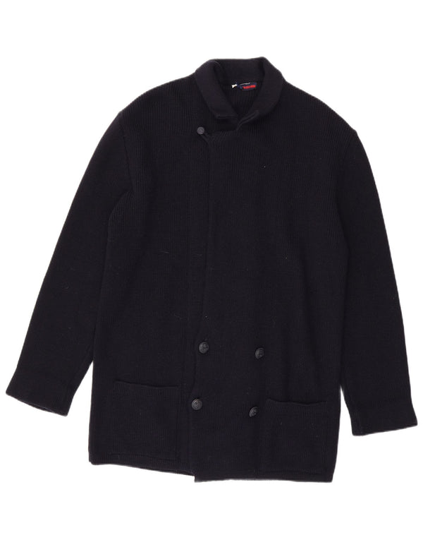 Azzurro Mens Cardigan Sweater Large Navy Blue Wool