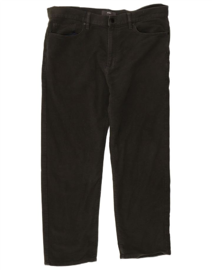 MARKS & SPENCER Mens Straight Casual Trousers W36 L29  Green Cotton