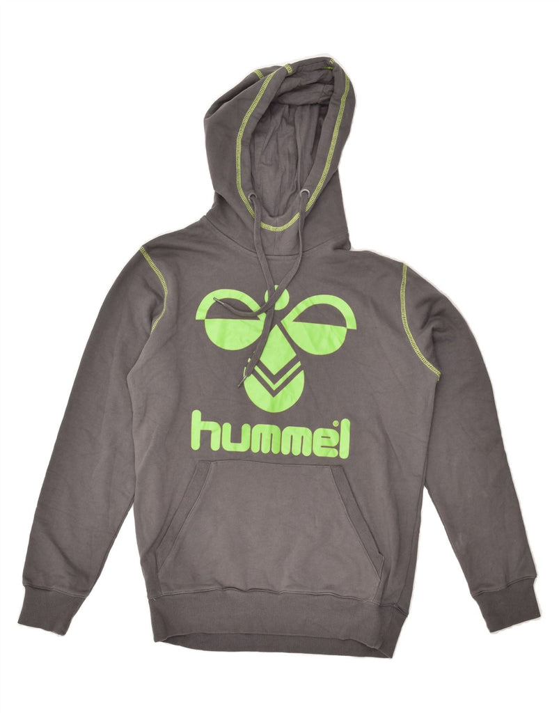 HUMMEL Girls Graphic Hoodie Jumper 15-16 Years Grey Cotton | Vintage Hummel | Thrift | Second-Hand Hummel | Used Clothing | Messina Hembry 