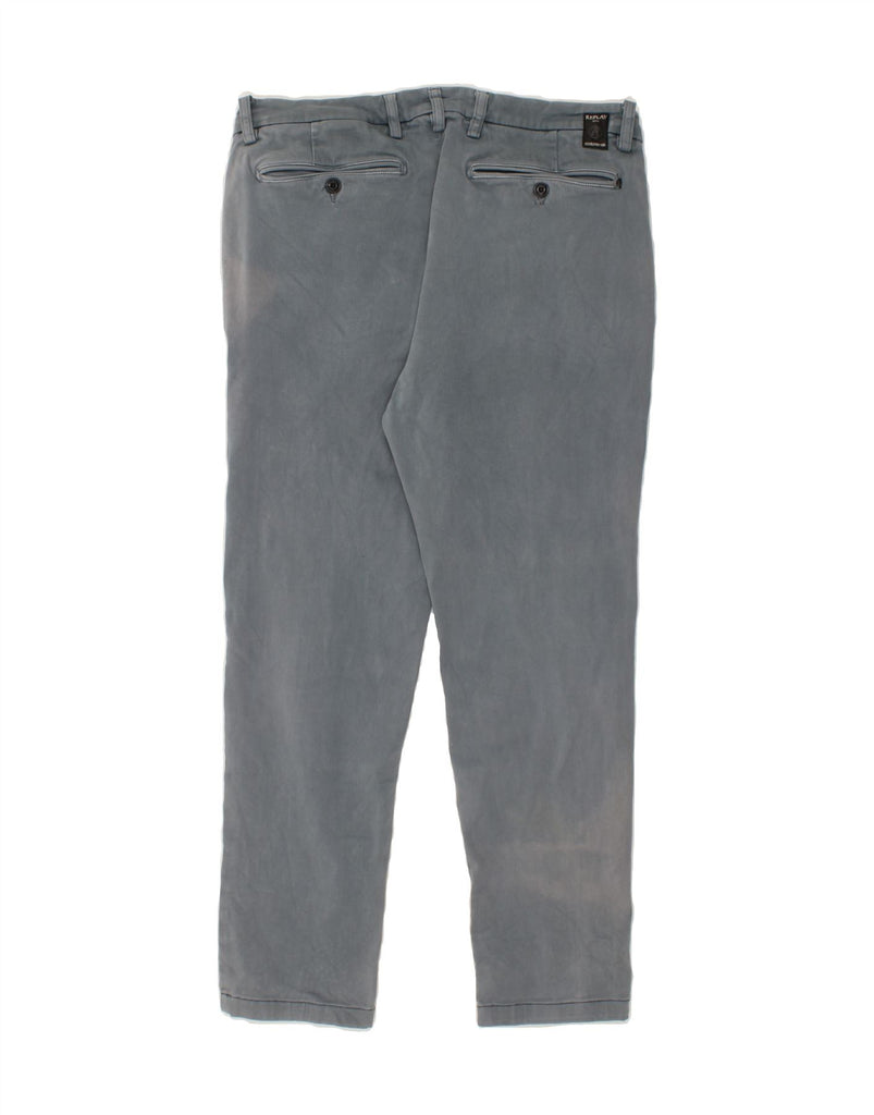REPLAY Mens Zeumar Slim Chino Trousers W36 L28 Grey Cotton Vintage Replay and Second-Hand Replay from Messina Hembry 