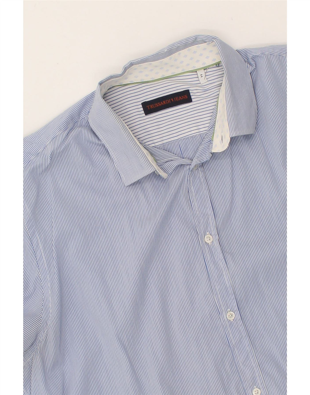 TRUSSARDI JEANS Mens Shirt Size 44 XL Blue Pinstripe Vintage Trussardi Jeans and Second-Hand Trussardi Jeans from Messina Hembry 
