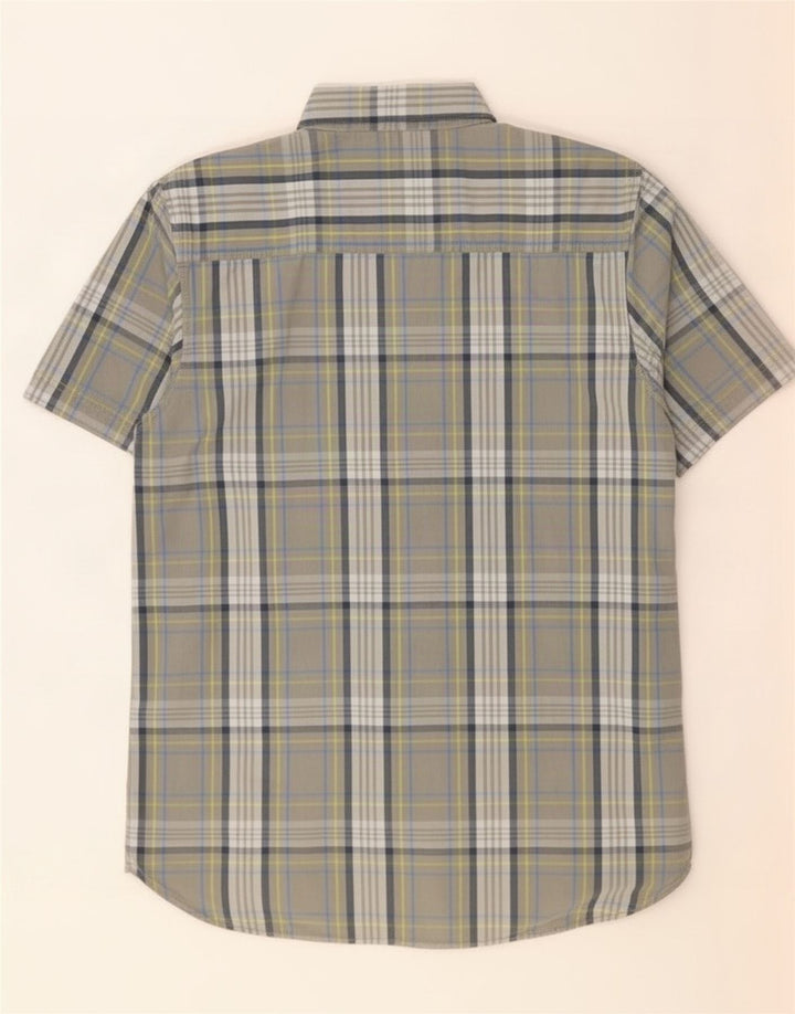 Weird Fish Mens Short Sleeve Shirt Large Grey Check Cotton