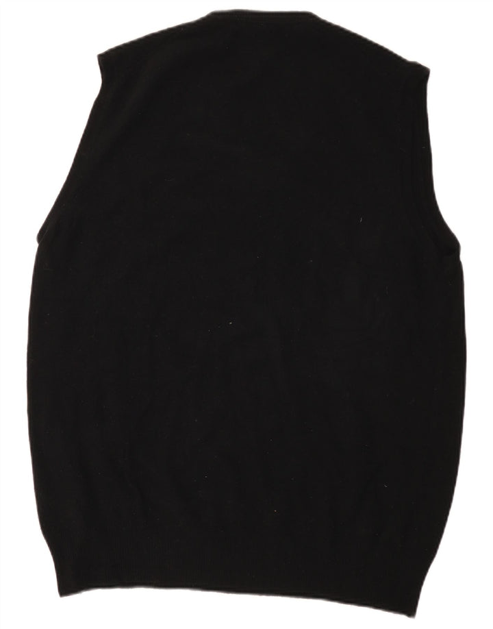 Benetton Mens Slim Fit Vest Tank Top XL Black Wool