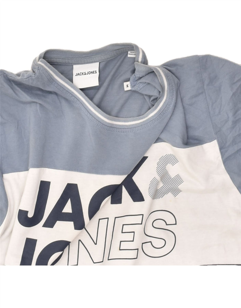 JACK & JONES Mens Graphic T-Shirt Top Medium Grey Colourblock Cotton | Vintage Jack & Jones | Thrift | Second-Hand Jack & Jones | Used Clothing | Messina Hembry 