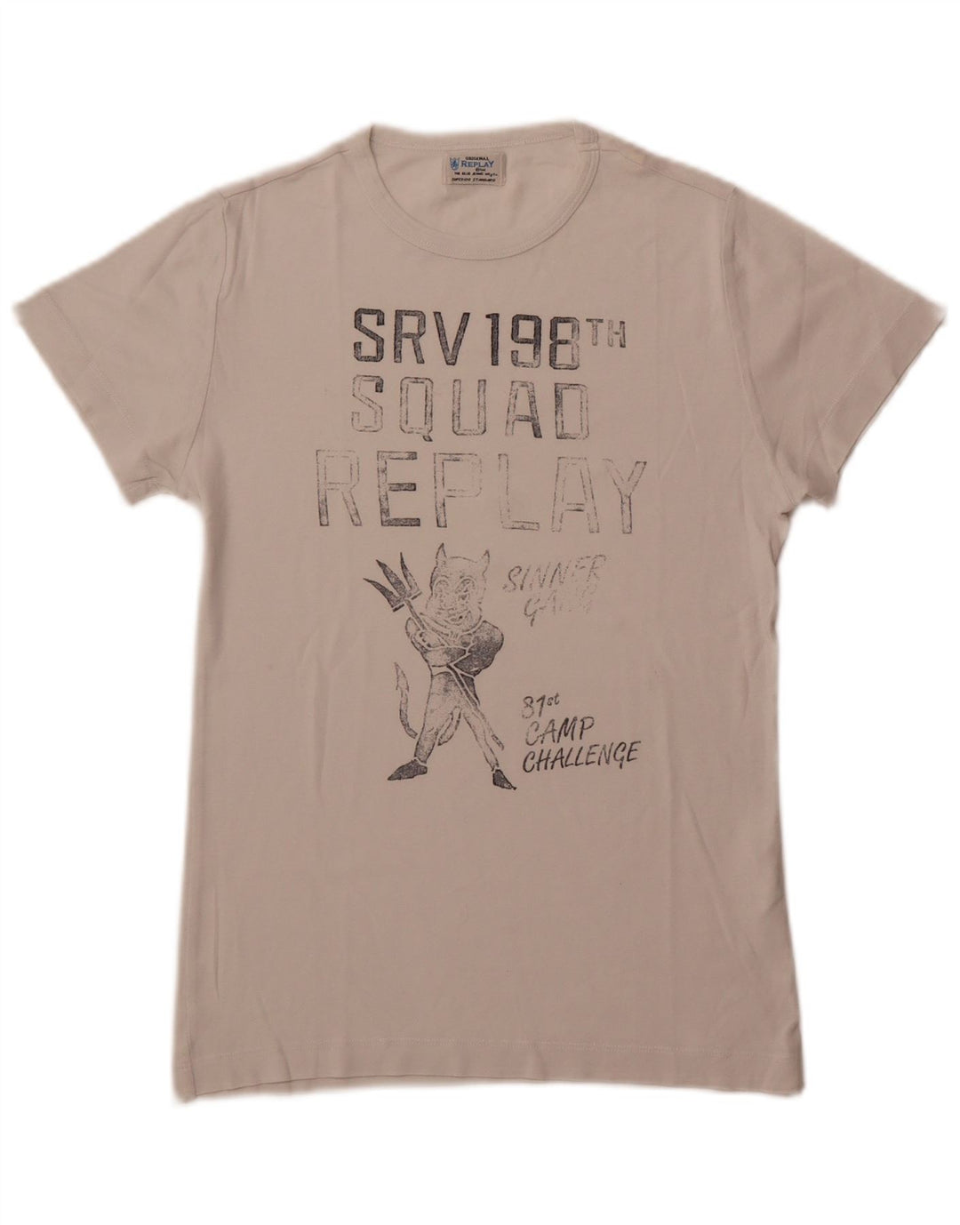 Replay Mens Graphic T-Shirt Top Small White Cotton