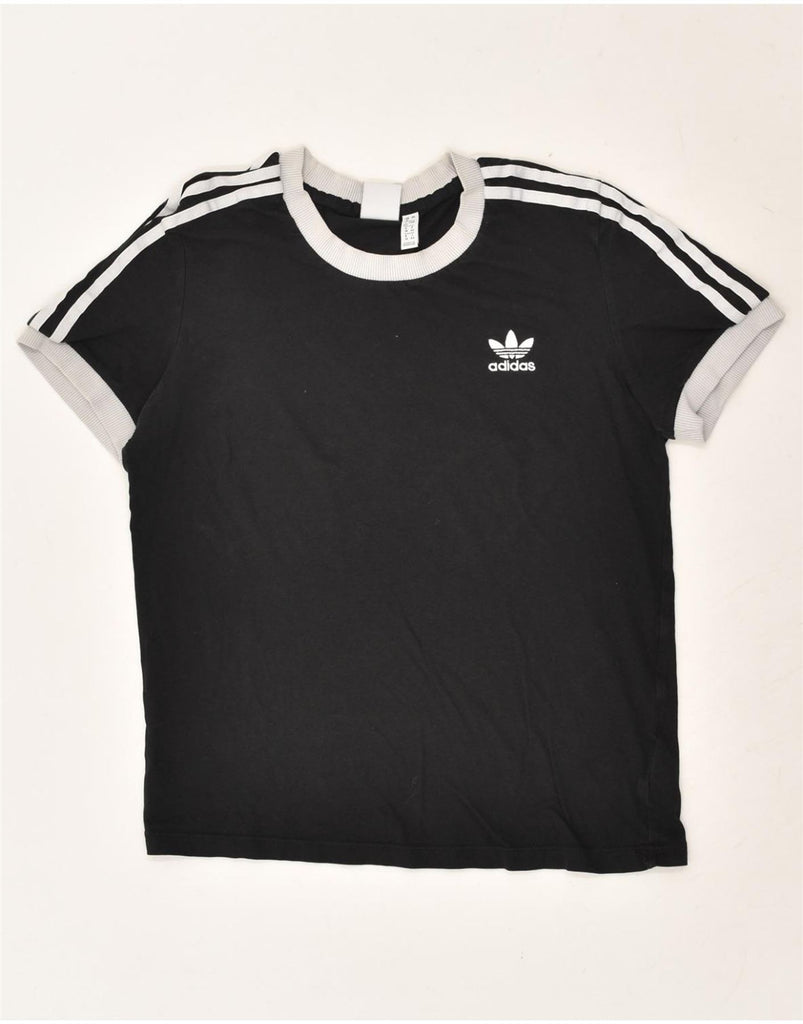 ADIDAS Womens T-Shirt Top UK 12 Medium Black Cotton | Vintage Adidas | Thrift | Second-Hand Adidas | Used Clothing | Messina Hembry 