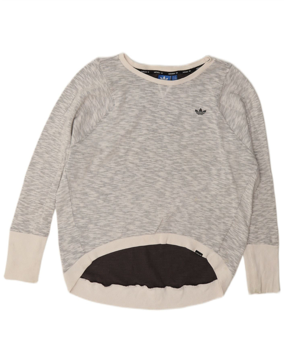 Adidas Womens Graphic Oversized Sweatshirt Jumper UK 14 Large Grey Flecked