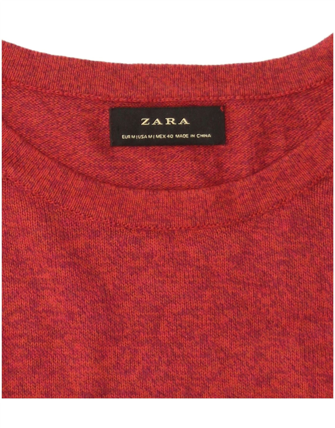 Zara Mens Boat Neck Jumper Sweater Medium Red Flecked