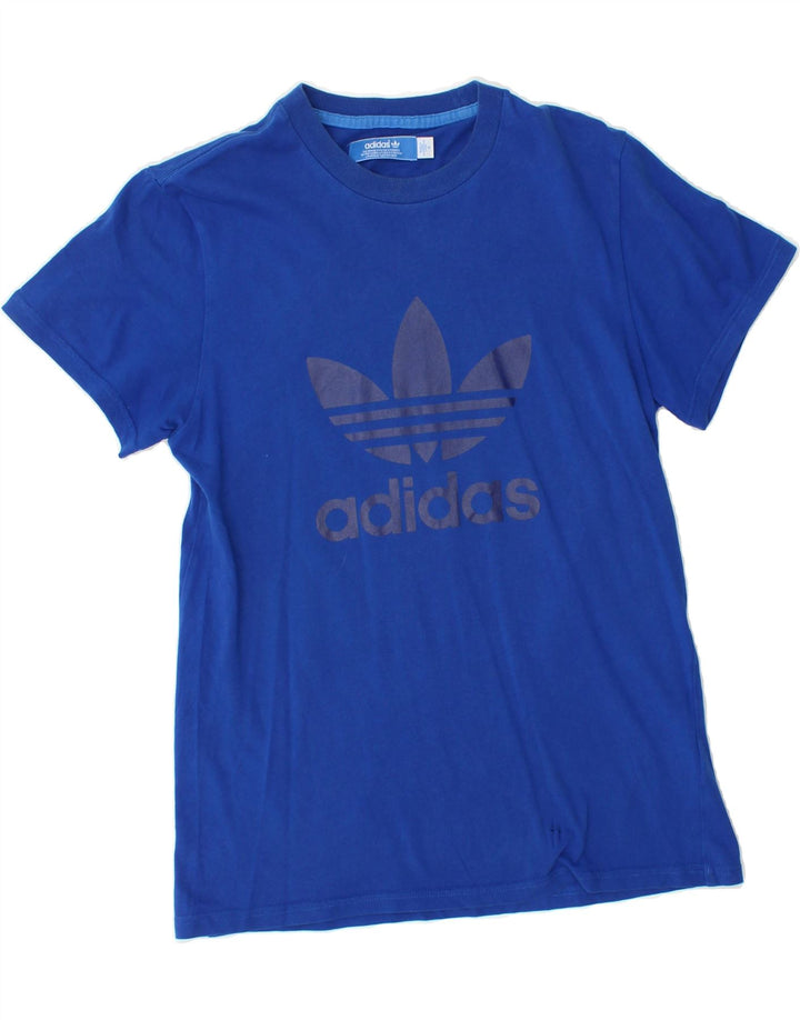 ADIDAS Mens Graphic T-Shirt Top Small Blue Cotton Vintage Adidas and Second-Hand Adidas from Messina Hembry 