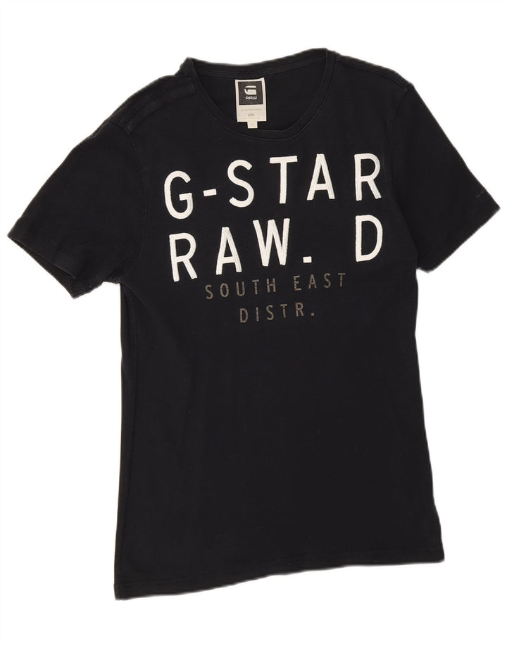 G-Star Womens Graphic T-Shirt Top UK 12 Medium Navy Blue