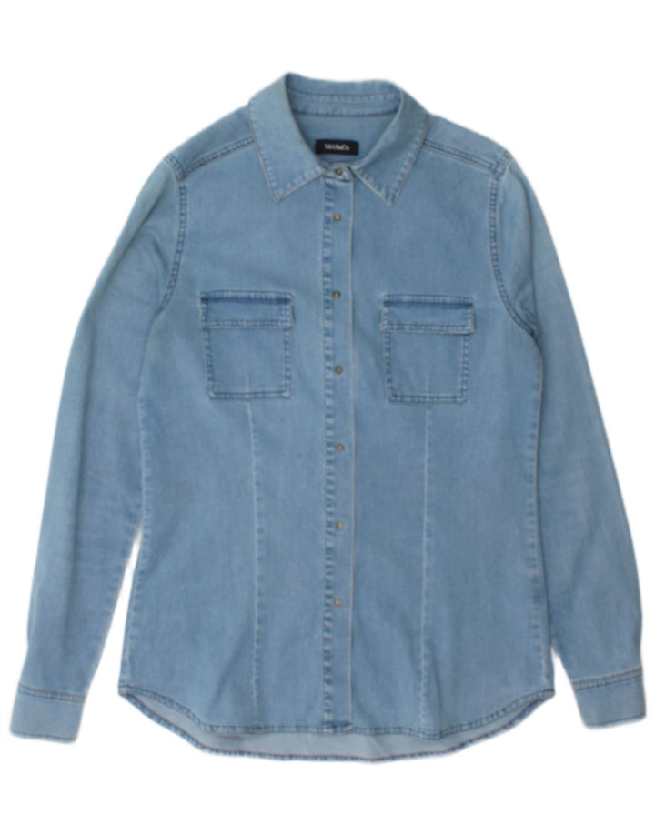 Max Mara Womens Denim Shirt UK 12 Medium  Blue Cotton