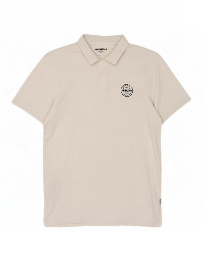 Jack & Jones Mens Polo Shirt XL White Cotton