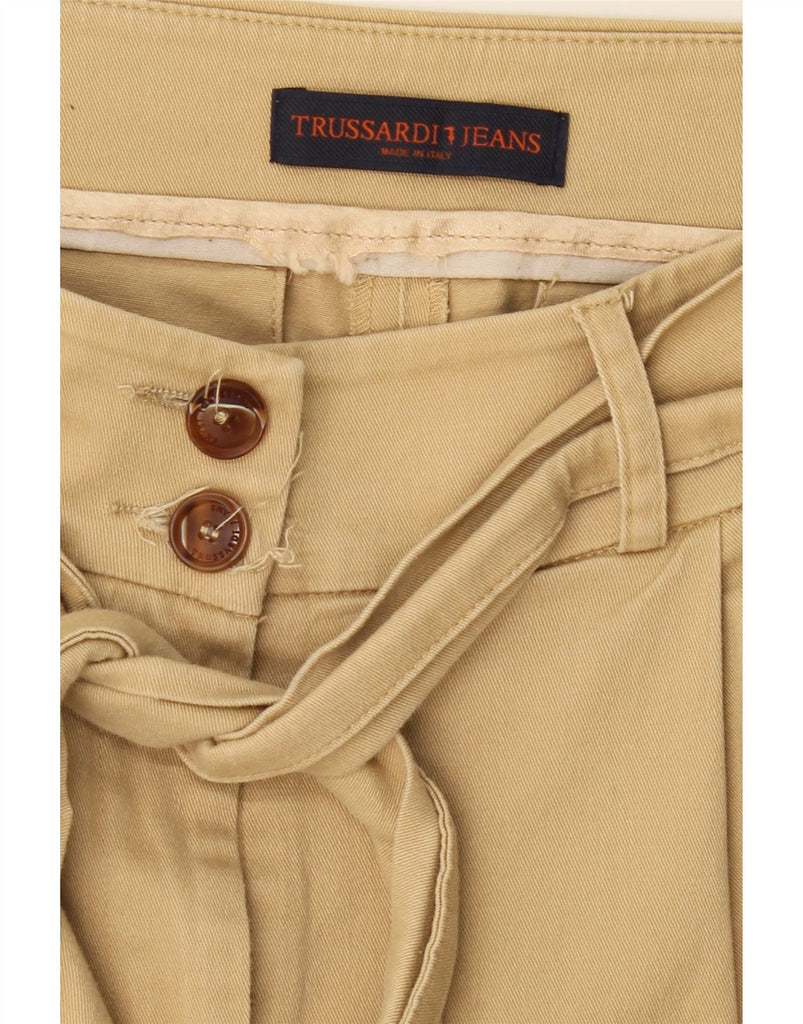 TRUSSARDI Womens High Waist Straight Cropped Trousers W28 L24 Beige Vintage Trussardi and Second-Hand Trussardi from Messina Hembry 