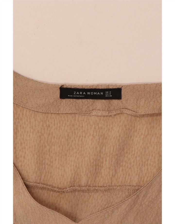 Zara Womens Blouse Top UK 14 Medium Beige