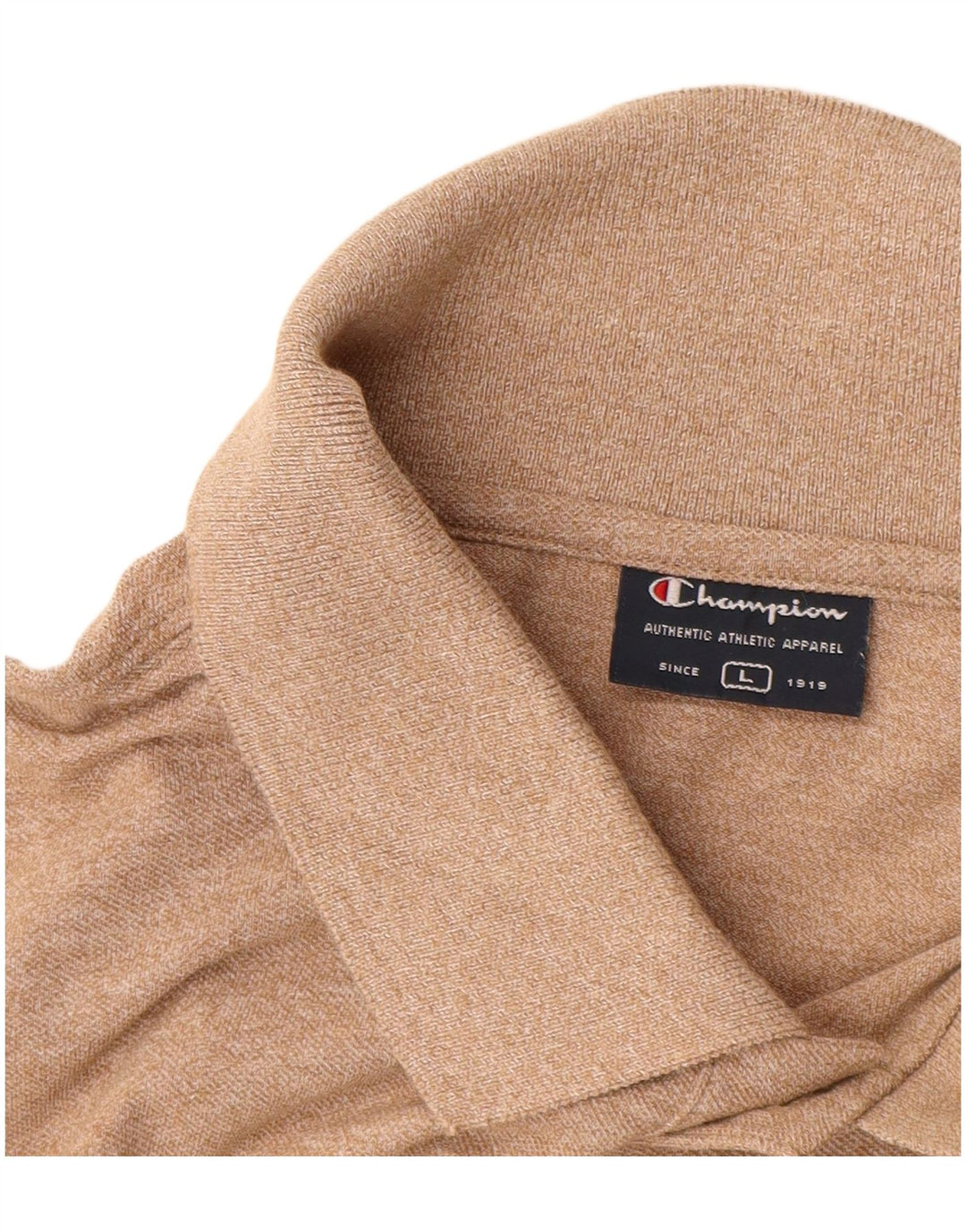 Champion Mens Polo Shirt Large Beige Cotton