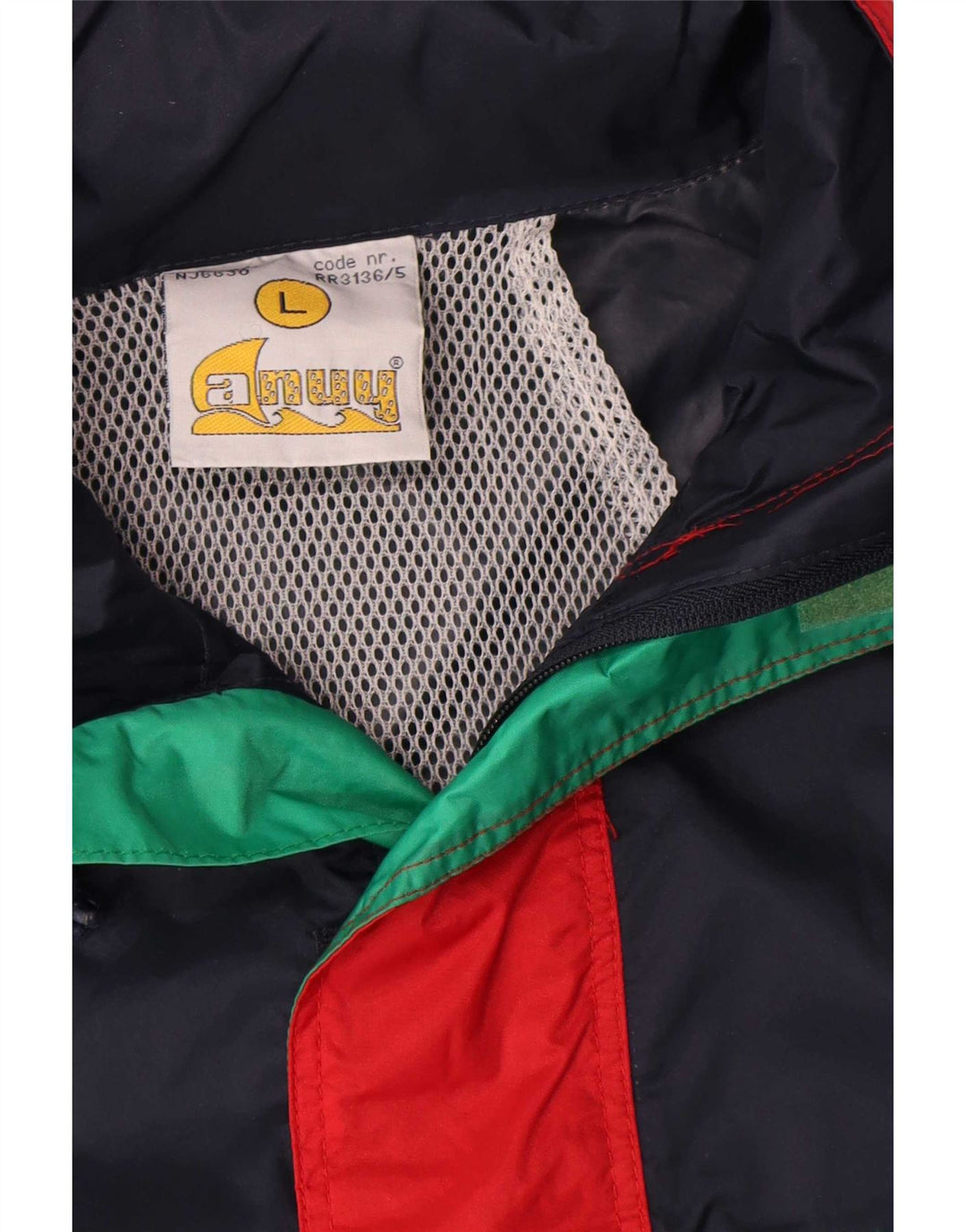 Anuy Mens Rain Jacket UK 40 Large Navy Blue Colourblock Nylon