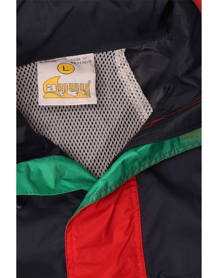 Anuy Mens Rain Jacket UK 40 Large Navy Blue Colourblock Nylon