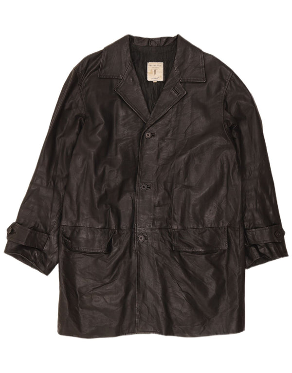 Conbipel Mens Leather Coat IT 48 Medium Black