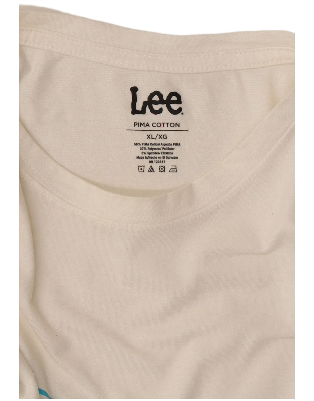 LEE Mens T-Shirt Top XL White Striped Cotton