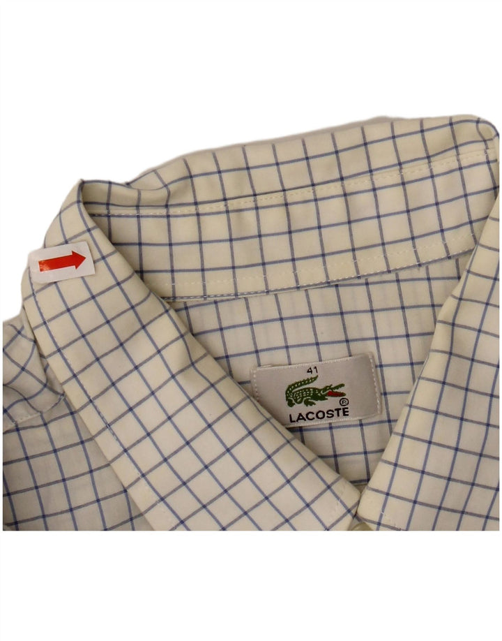LACOSTE Mens Shirt Size 41 Large White Check Cotton