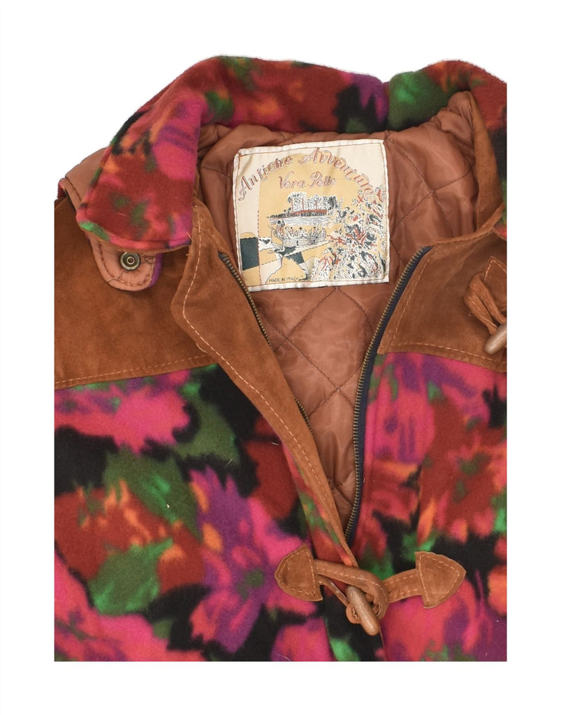 VINTAGE Womens Hooded Leather Jacket UK 18 XL Brown Floral Shearling | Vintage Vintage | Thrift | Second-Hand Vintage | Used Clothing | Messina Hembry 