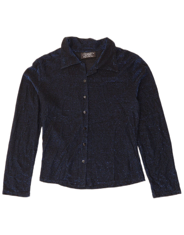 ORSAY Womens Shirt Blouse UK 8 Small Navy Blue Flecked Elastane
