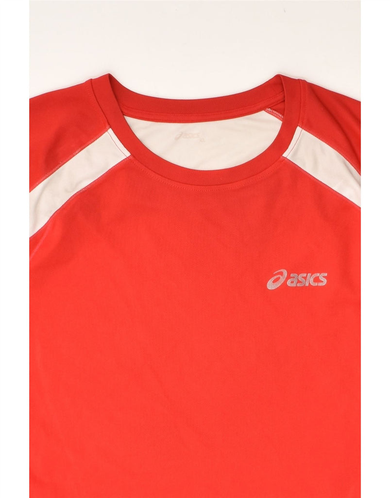 ASICS Mens Slim T-Shirt Top XL Red Polyester | Vintage Asics | Thrift | Second-Hand Asics | Used Clothing | Messina Hembry 