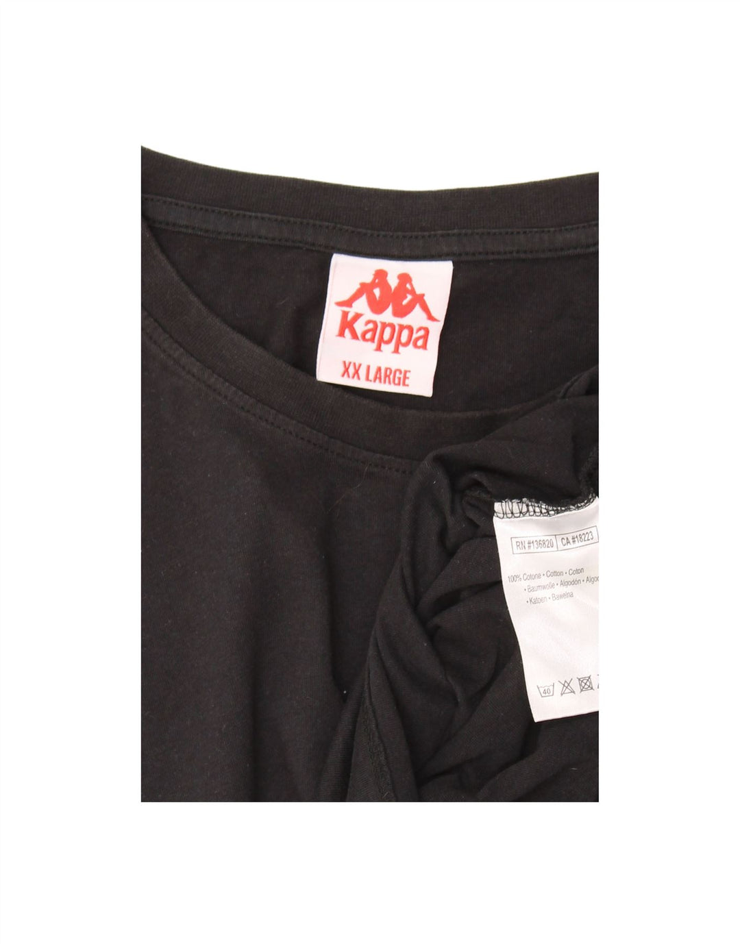 KAPPA Mens Graphic T-Shirt Top 2XL Black Cotton