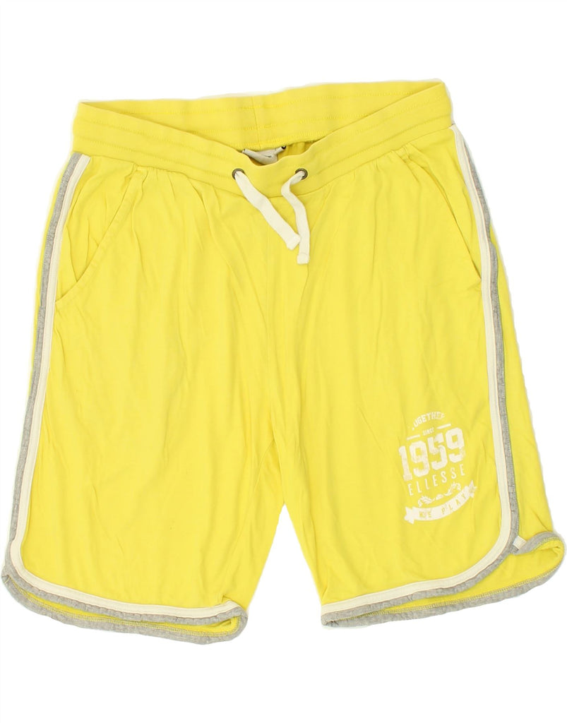 ELLESSE Mens Graphic Sport Shorts Medium Yellow Cotton | Vintage Ellesse | Thrift | Second-Hand Ellesse | Used Clothing | Messina Hembry 
