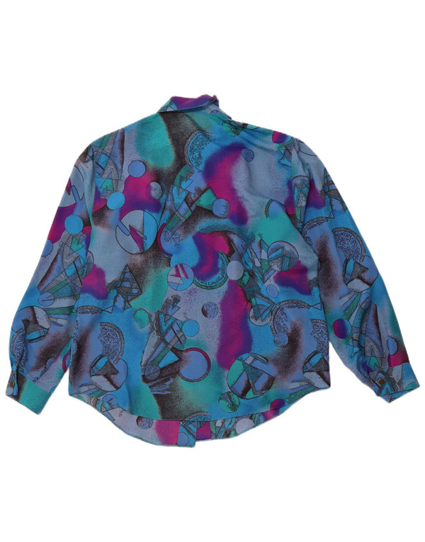 ERTO Womens Abstract Pattern Shirt EU 42 Large Blue Colourblock Polyester