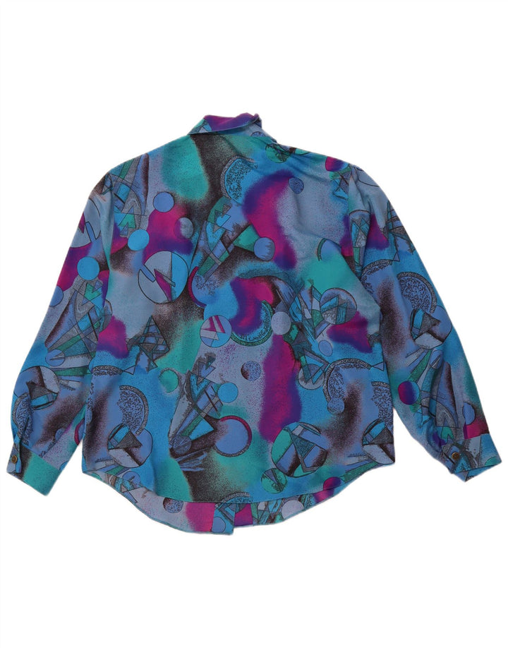 ERTO Womens Abstract Pattern Shirt EU 42 Large Blue Colourblock Polyester