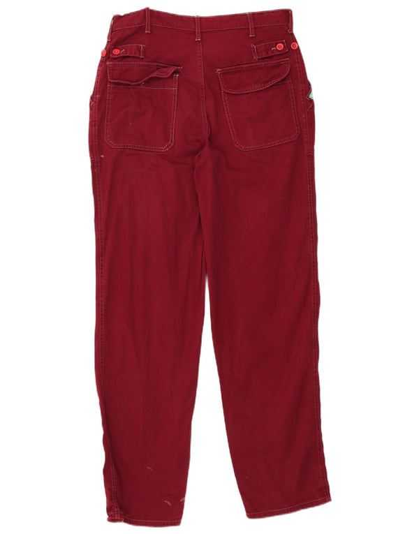 Benetton Mens Straight Casual Trousers IT 48 Medium W30 L31 Burgundy