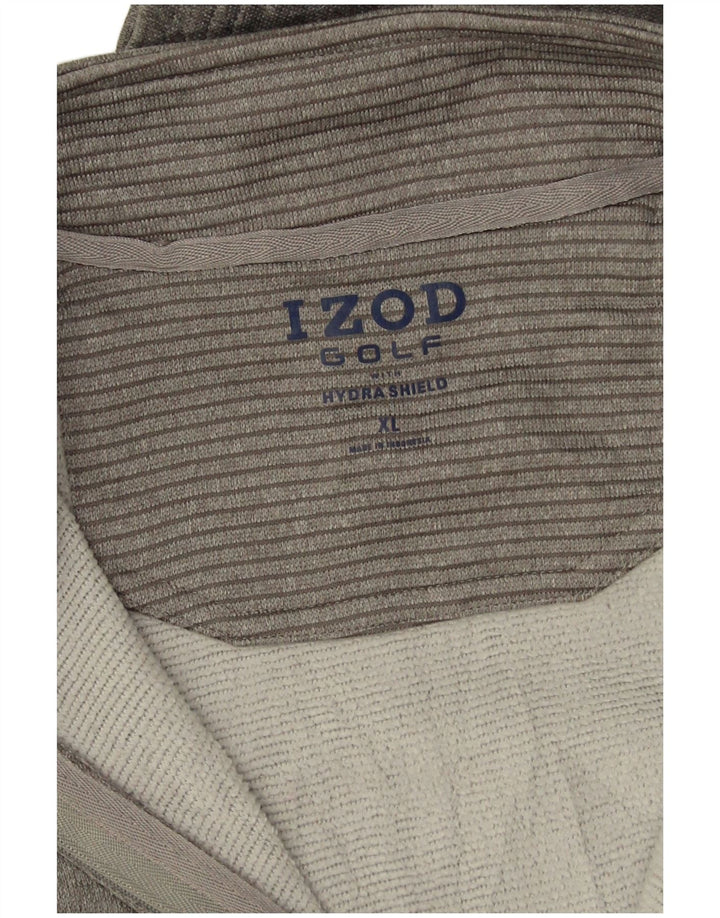 Izod Mens Golf Zip Neck Jumper Sweater XL Grey Striped