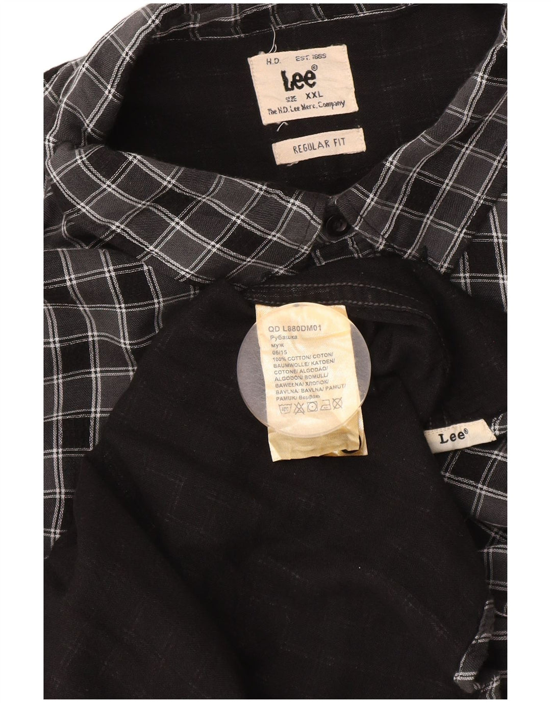 Lee Mens Regular Fit Flannel Shirt 2XL Black Check Cotton
