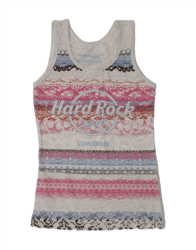 HARD ROCK CAFE Girls London Graphic Vest Top 2-3 Years Grey Fair Isle | Vintage Hard Rock Cafe | Thrift | Second-Hand Hard Rock Cafe | Used Clothing | Messina Hembry 