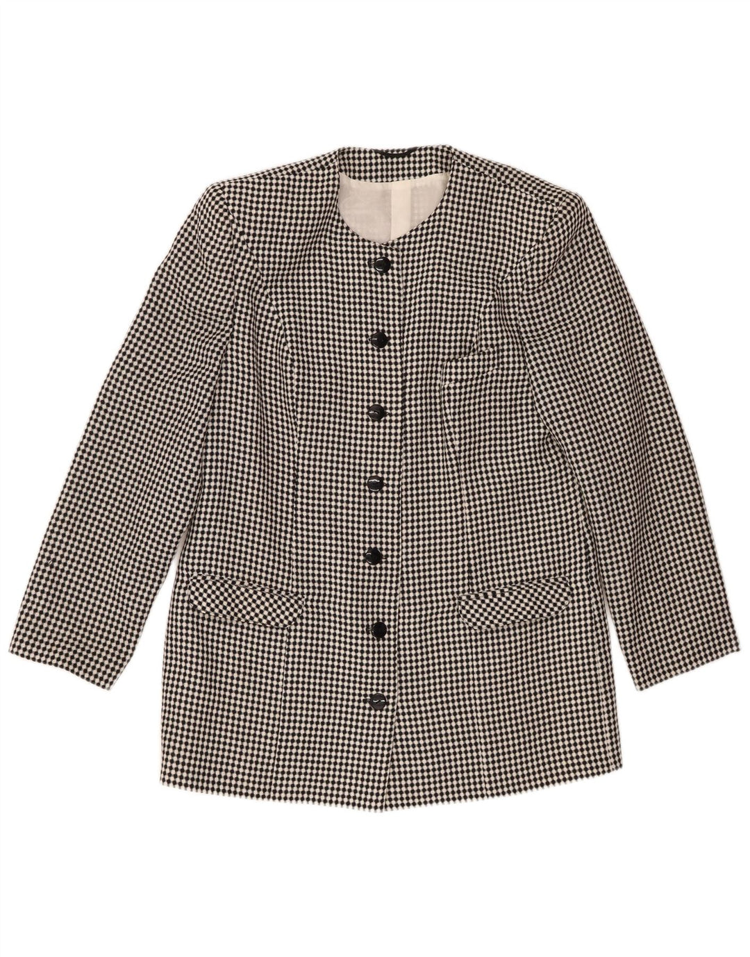 Vintage Womens 7 button Blazer Jacket IT 44 Medium Black Spotted Polyester