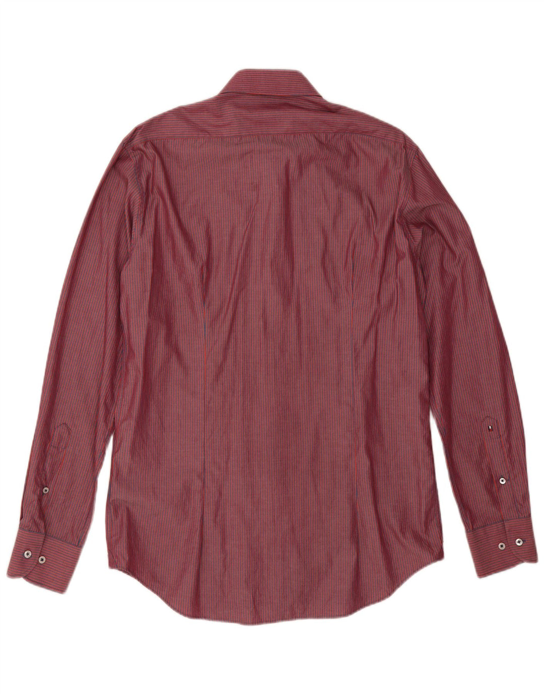 Tommy Hilfiger Mens Tailored Shirt Size 40 15 3/4 Medium Red Pinstripe