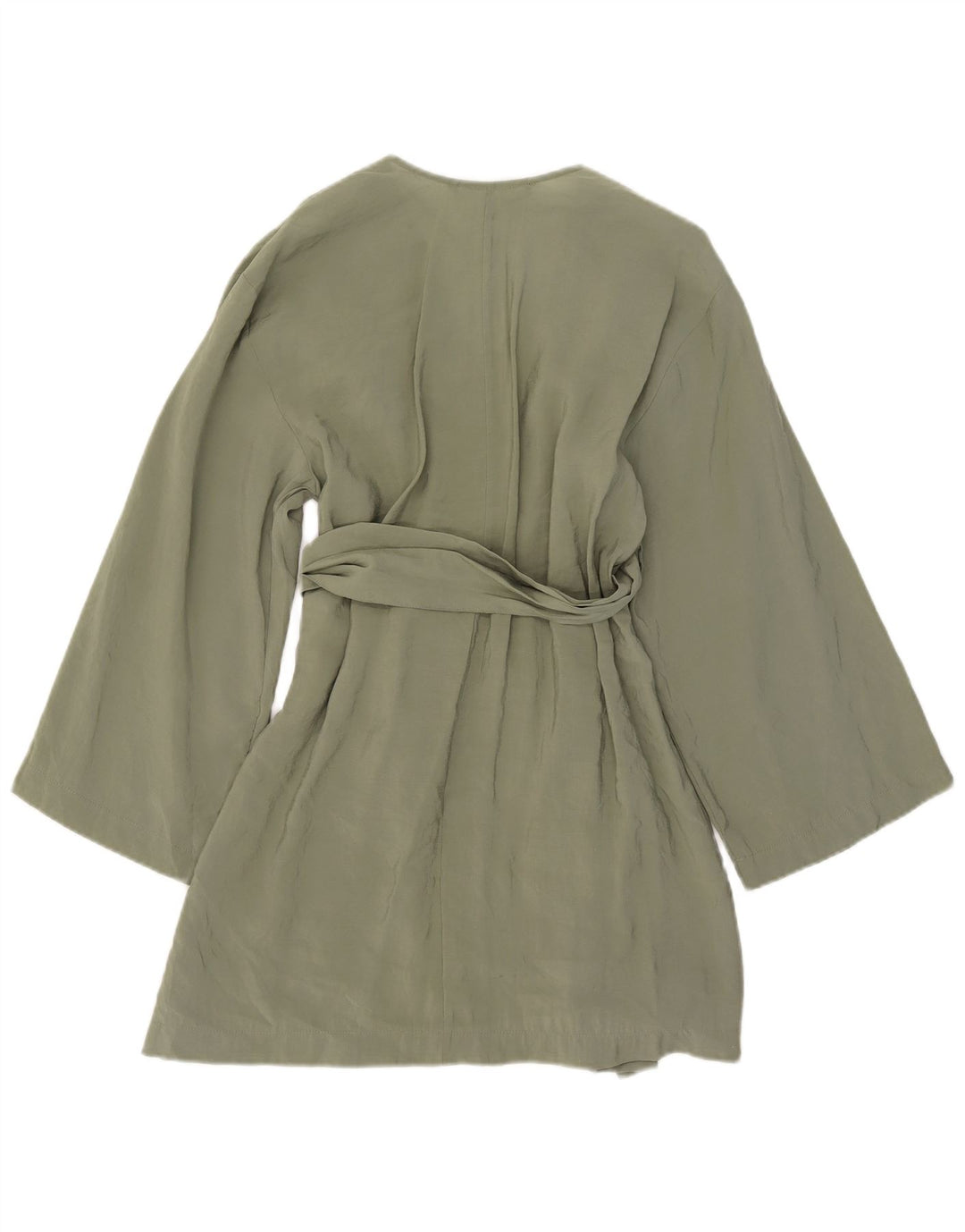 Zara Womens Wrap Dress UK 10 Small Khaki Modal