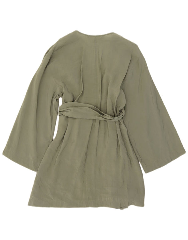 Zara Womens Wrap Dress UK 10 Small Khaki Modal