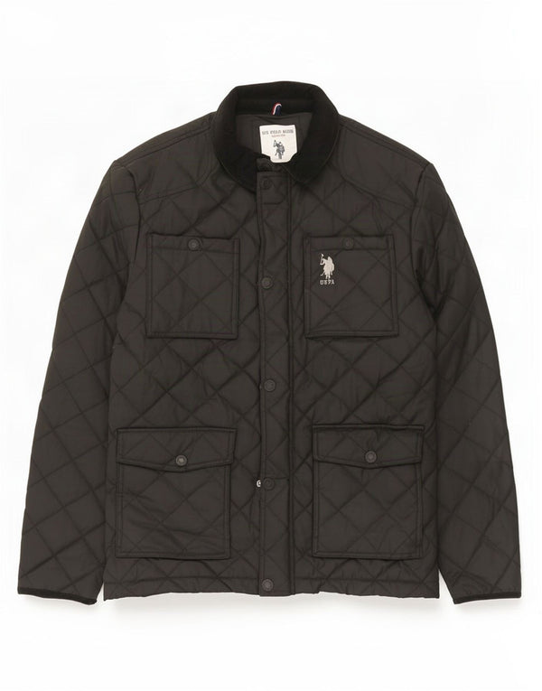 U.S. Polo Assn. Mens Quilted Jacket UK 38 Medium Black Cotton
