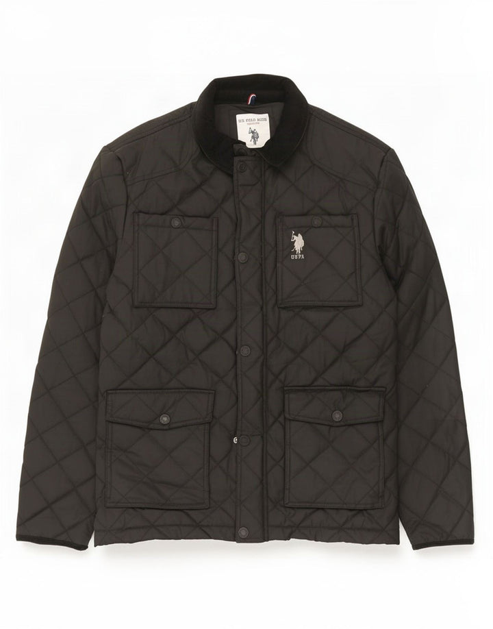 U.S. Polo Assn. Mens Quilted Jacket UK 38 Medium Black Cotton