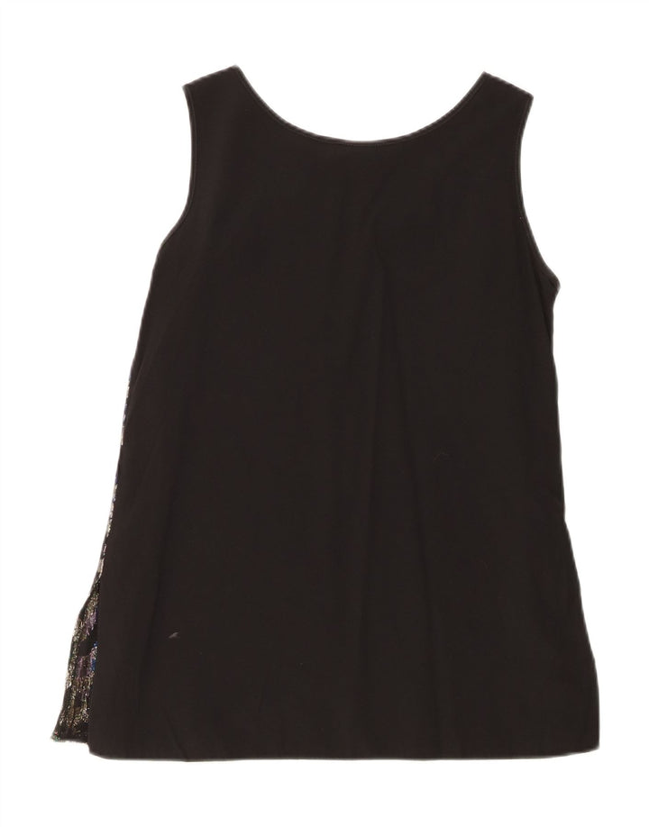 VINTAGE Womens Sleeveless Blouse Top EU 38 Medium Black Paisley Viscose Vintage Vintage and Second-Hand Vintage from Messina Hembry 
