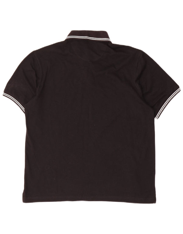 Champion Mens Easy Fit Polo Shirt Large Black Striped Cotton