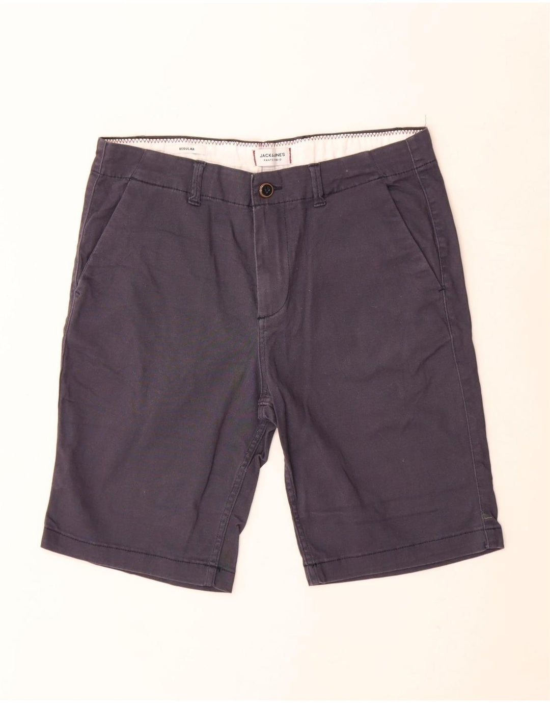 JACK & JONES Mens Regular Fit Chino Shorts W30 Medium Navy Blue Cotton