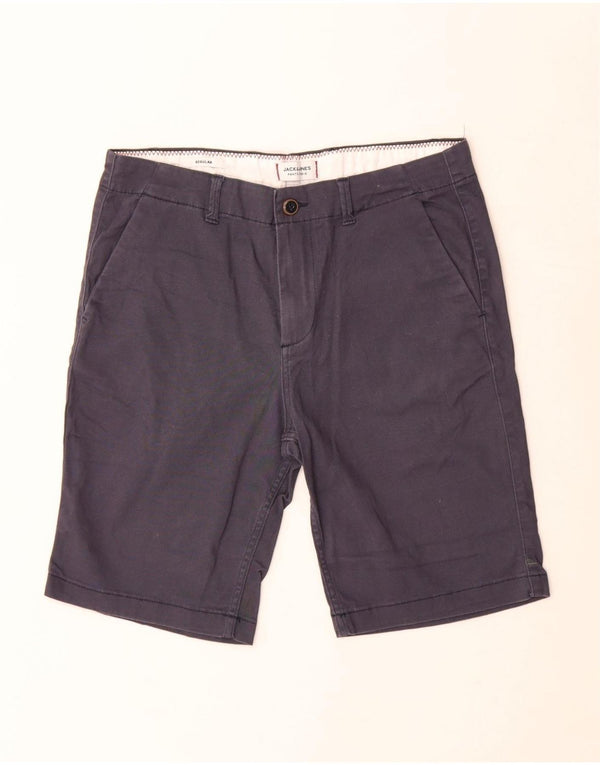 JACK & JONES Mens Regular Fit Chino Shorts W30 Medium Navy Blue Cotton