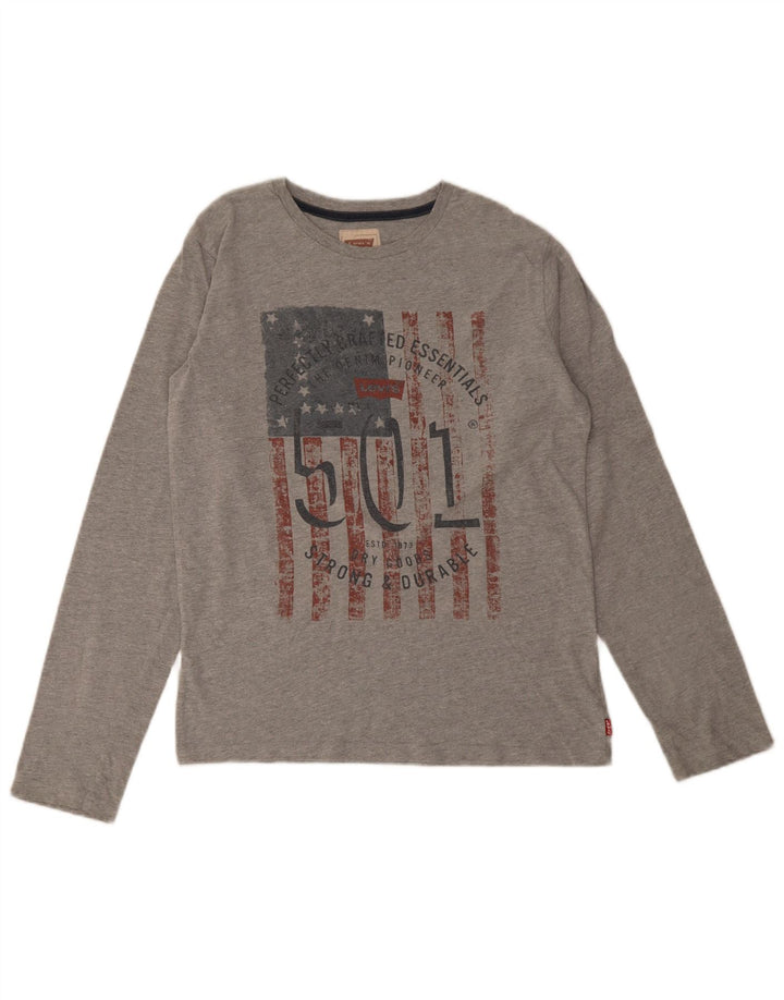 Levi's Boys Graphic Top Long Sleeve 15-16 Years Grey Cotton