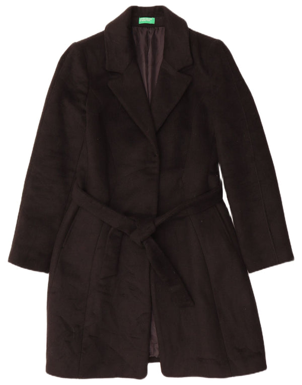 Benetton Womens Overcoat UK 12 Medium Black Polyester