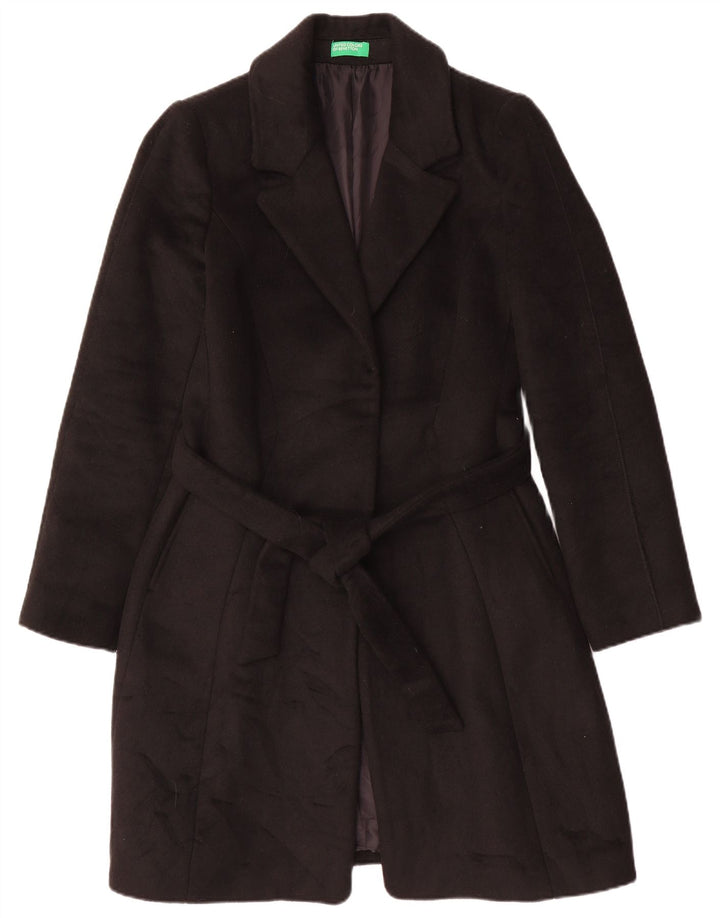 Benetton Womens Overcoat UK 12 Medium Black Polyester