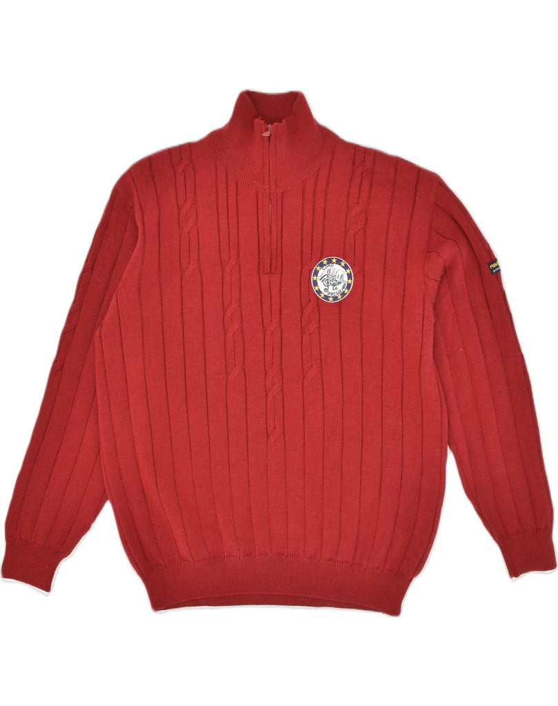 NAVIGARE Mens Zip Neck Jumper Sweater Medium Red Wool | Vintage Navigare | Thrift | Second-Hand Navigare | Used Clothing | Messina Hembry 