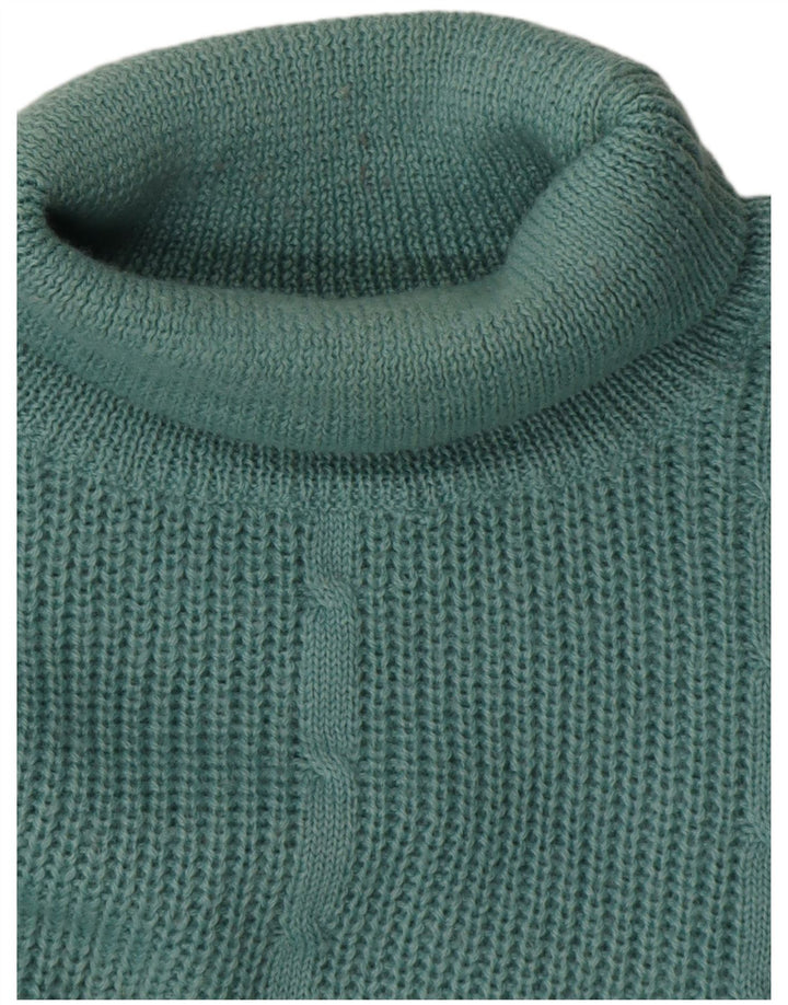 Vintage Mens Roll Neck Jumper Sweater Large Green